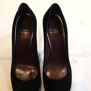STUART WEITZMAN black suide stiletto heels made in Spain